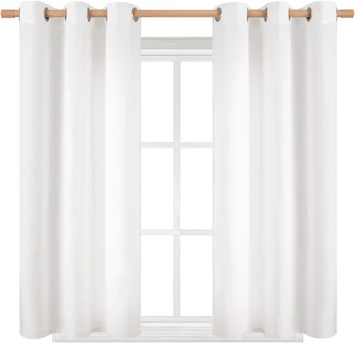 Vista 123 de BGment Cortinas de Lino Beige de 63 Pulgadas de Largo 2 Paneles - Tratamientos para Ventanas con Textura de Arpillera Filtrantes de Luz Cortinas