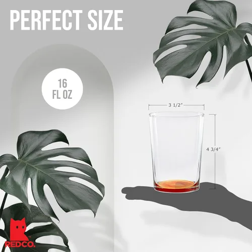 Vista 5 de Red Co. Vasos grandes multicolor para agua, jugo y cócteles, 16 onzas, juego de 6