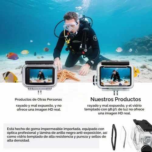 Vista 5 de Suptig Funda impermeable compatible con DJI Action 5 Pro / Action 5/4/3, para buceo, buceo, esnórquel, natación, hasta 164 pies (164.0 ft)