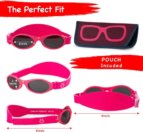 Vista 2 de Optix 55 Gafas de sol para bebé con correa Gafas de sol para bebés, niños y niñas de 0 a 12 meses edad 3, UV 400