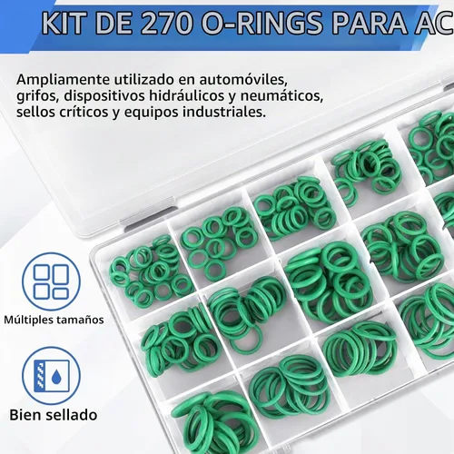 Vista 8 de Kit de reparación de aire acondicionado para automóvil: 270 piezas kit de juntas tóricas de CA y 40 piezas de núcleo de válvula de CA para sistema