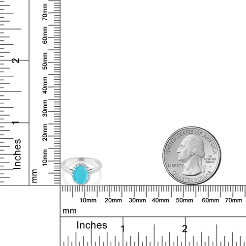 Vista 42 de Gem Stone King Anillo de compromiso ovalado de oro blanco de 10 quilates con piedra natal y halo de diamantes Ovalado de 0.354 x 0.276 in Anillo