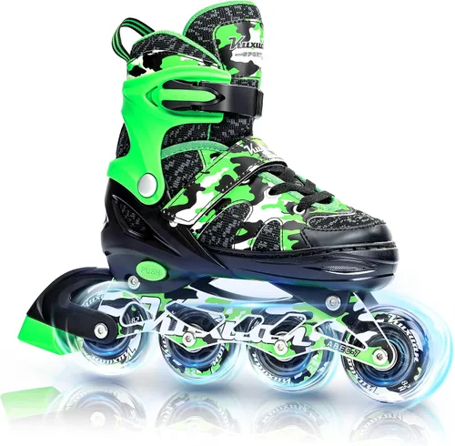 Vista 9 de Kuxuan Patines en línea ajustables para niños con ruedas iluminadas, divertidos patines iluminadores para niños, niñas y jóvenes