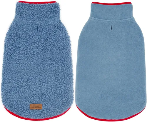 Vista 19 de cyeollo Sherpa - Abrigo reversible para perros pequeños, color rosa, talla S Warm Fleece Winter Sweater, Turtleneck Pet Vest, Adjustable Fit, Easy