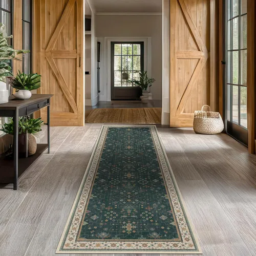 Vista 172 de Hazo Haus – Alfombra pequeña para entrada, cocina o baño, antideslizante con base de goma, resistente a las manchas y a la decoloración, diseño