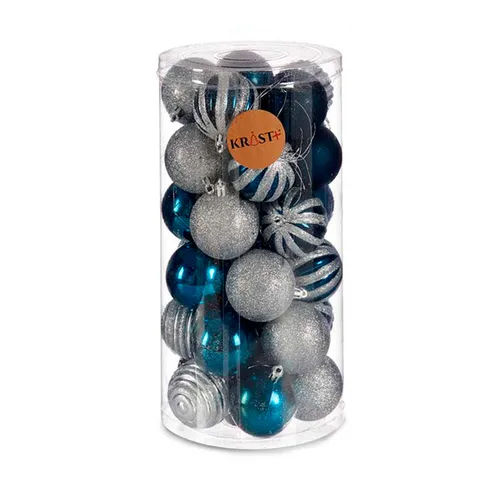 Vista 3 de Set de Bolas de Navidad Krist+ HM20087-061/003 Azul Plateado Plástico Ø 6 cm (6 Unidades)