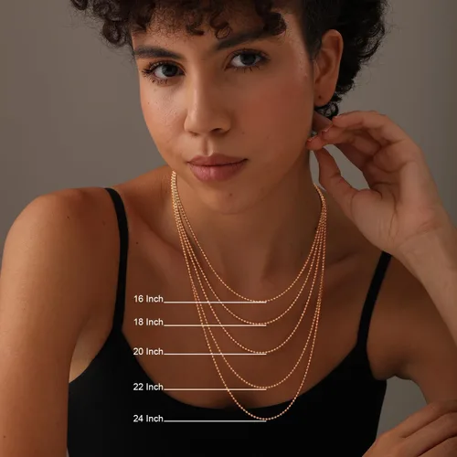 Vista 2 de LeCalla Collar de cadena de bolas de oro de 18 quilates sobre plata de ley italiana de 0.059 in, 0.079 in, 0.118 in para mujeres adolescentes