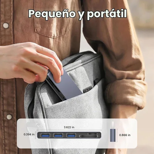 Vista 6 de MOGOOD Hub USB para portátil, divisor USB 3.0 5 en 1 lado izquierdo con SD Modelo Izquierdo