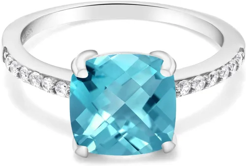 Vista 95 de Gem Stone King Anillo de compromiso de plata de ley 925 con piedra preciosa de corte cojín de 0.315 in Anillo de compromiso de aniversario de boda