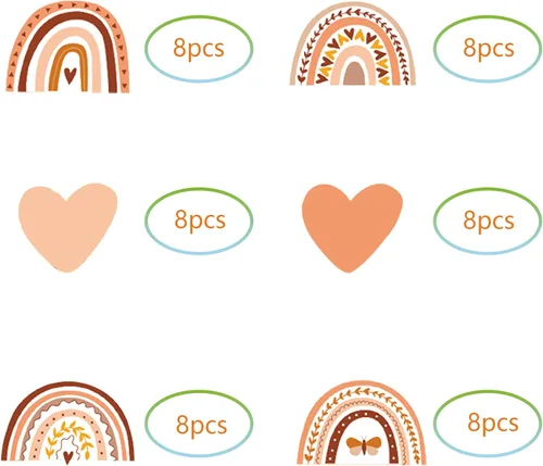 Vista 3 de 48 piezas Boho Rainbow Party Cupcake Toppers para decoración de fiesta de cumpleaños de arcoíris bohemio