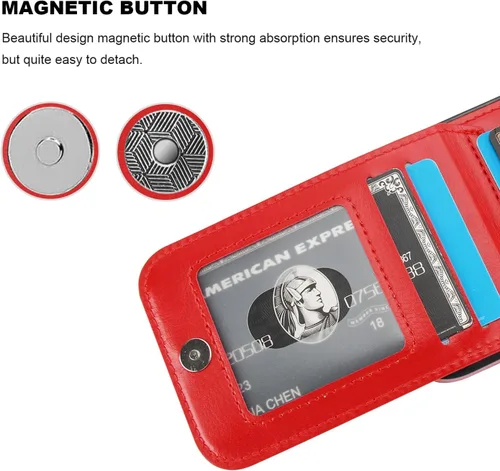 Vista 61 de KIHUWEY - Funda tipo cartera compatible con iPhone 15 con soporte para tarjetas de crédito, cierre magnético, soporte de cuero premium, cubierta