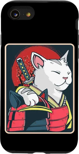 Vista 18 de Arte de gato japonés para iPhone 16 - Espada Katana - Anime Ninja Cat - Funda Catzilla