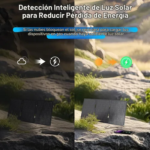 Vista 8 de Panel solar portátil de 30W, cargador de panel solar plegable con QC3.0 USB-A USB-C y salida DC para teléfono/banco de energía/iPad/estación