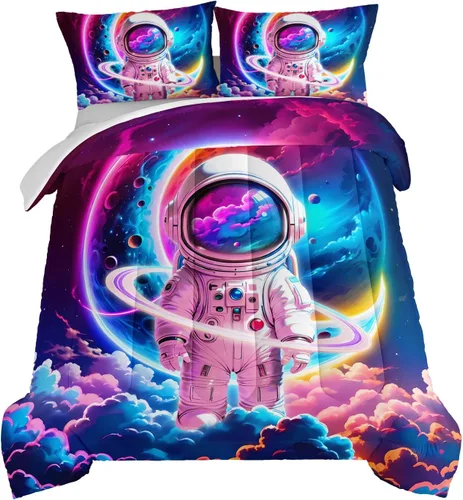 Vista 17 de HOSIMA Edredón de lobo salvaje tamaño individual, ropa de cama con estampado de animales del bosque con 2 fundas de almohada, juego de ropa de cama