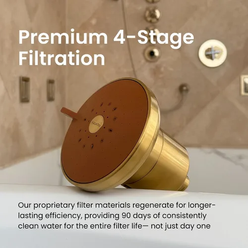 Vista 2 de AquaTru Shower - Filtro de ducha avanzado que elimina las impurezas del agua dura para apoyar la piel saludable, cuero cabelludo, cabello, reducir
