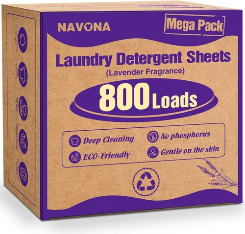 Vista 9 de Paquete Mega de 1000 Cargas de Hojas de Detergente para Ropa, Hojas de Lavandería Ecológicas, Limpieza Potente, Adecuadas para Hogares, Dormitorios