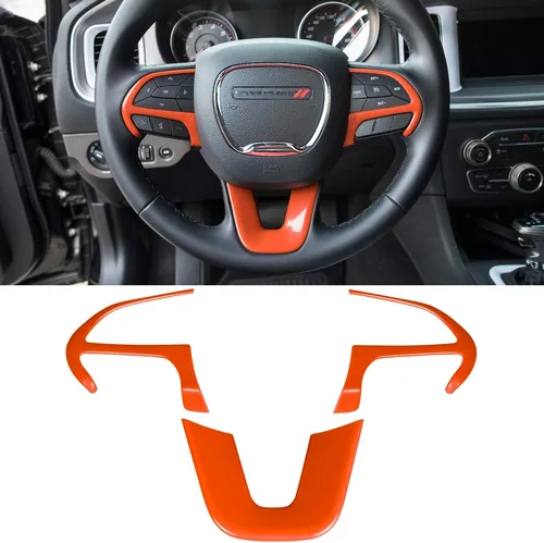 Vista 8 de Kit de decoración de accesorios interiores para cubierta de volante para Dodge Challenger Charger 2015-2024, para Dodge Durango y Jeep Grand Negro