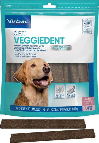 Vista 9 de Virbac C.E.T. VEGGIEDENT FR3SH - Masticables para control de sarro para perros, extra pequeños, 8 onzas, (paquete de 2)