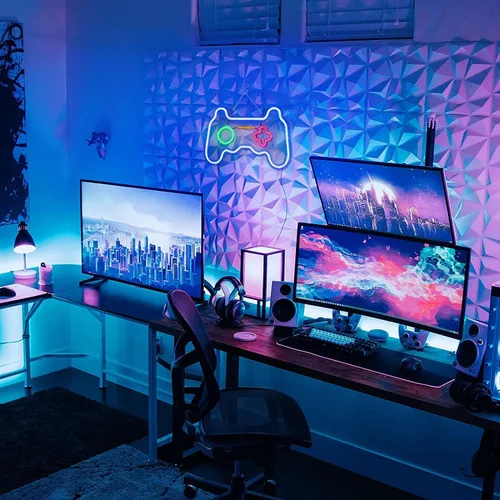 Vista 7 de Letreros de Neón LED Regulables Decoraciones de Pared Para Sala de Estar Dormitorio Luces en Forma de Controlador de Gamepad Accesorios