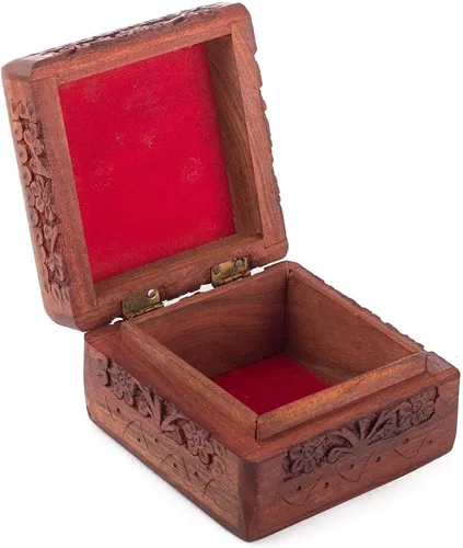 Vista 3 de Caja de recuerdos de madera hecha a mano, organizador de joyas, ideas de regalo únicas para hombres y mujeres, caja de almacenamiento decorativa