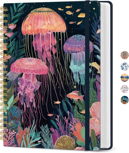 Vista 17 de Cuaderno rayado en espiral para el trabajo, 300 páginas gruesas B5 (7.1 x 10 pulgadas), diario a rayas universitarias para mujeres y escritura
