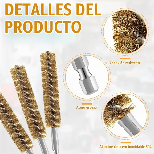 Vista 3 de Geiserailie Cepillo de Perforación de Cerdas de Alambre para Taladro Eléctrico, Alambre de Limpieza con Mango Hexagonal para Limpieza de Taladro