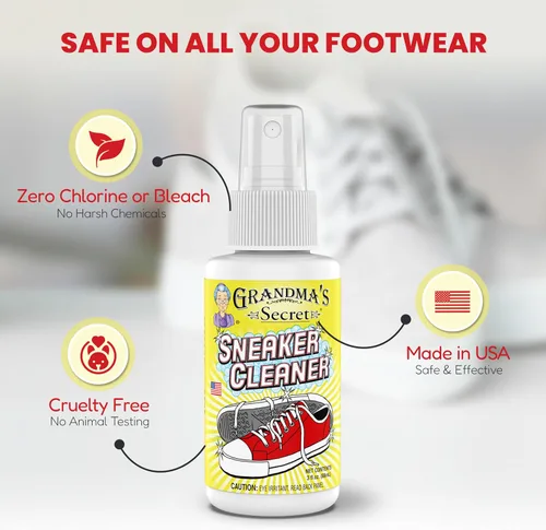 Vista 6 de Limpiador de tenis de Grandma's Secret - para goma, lona, cuero, aerosol removedor de manchas elimina la suciedad, mugre, hierba - Limpiador