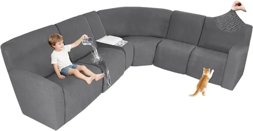 Vista 122 de ALIECOM Fundas 100% impermeables para sofá seccional reclinable, forma de L, elásticas, para esquina, funda para sofá seccional reclinable, lavable