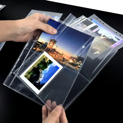 Vista 5 de 200 bolsillos para fotos de 2.5 x 4 pulgadas, tamaño A5, 6 anillas, 25 hojas de doble capa transparente para fotos, página interior, 4 bolsillos