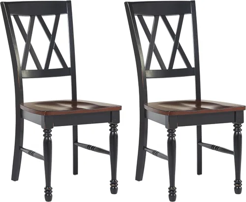 Vista 11 de Crosley Furniture Shelby - Juego de 4 sillas de comedor con respaldo en X de madera tradicional, sillas de cocina, color verde azulado envejecido