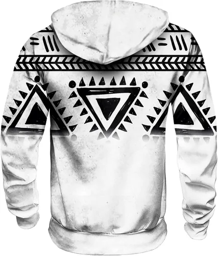 Vista 2 de Sudaderas azteca occidentales para hombre, cuello con cremallera de 14, sudaderas con capucha con estampado retro y capucha con cordón