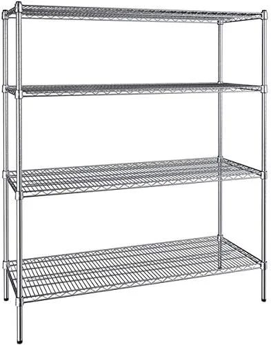 Vista 322 de Kit de 4 estantes de epoxi verde NSF de 21 x 72 pulgadas con postes de 86 pulgadas, estantería de almacenamiento resistente, kit de estantería