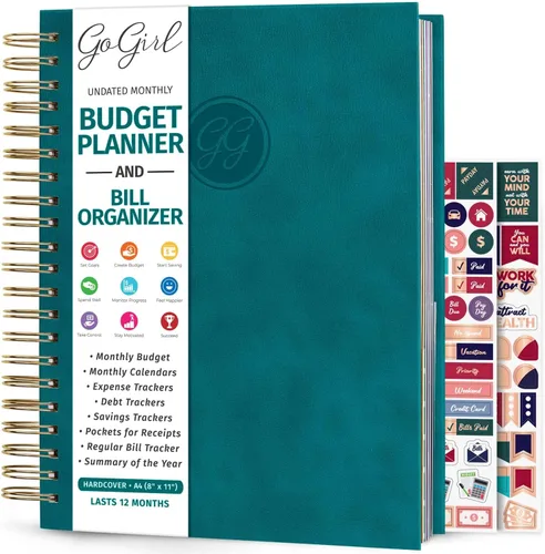 Vista 16 de GoGirl Planificador de presupuesto y organizador mensual de facturas, libro financiero mensual con bolsillos. Cuaderno de seguimiento de gastos