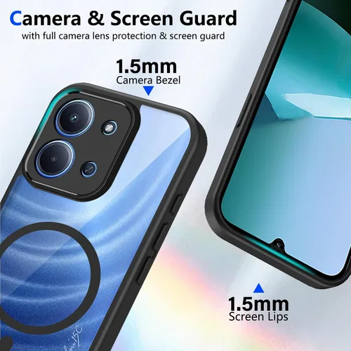 Vista 597 de Funda magnética transparente compatible con Xiaomi 17T, color negro 2 en 1 PC + TPU cubierta de teléfono a prueba de golpes, carcasa protectora