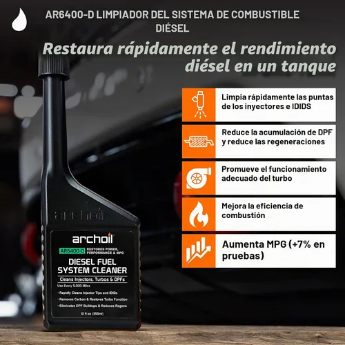 Vista 2 de Archoil AR6400-D Limpiador de sistema de combustible diésel - Limpia inyectores, turbo, DPF y EGR