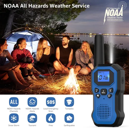 Vista 6 de Radios de 2 vías para adultos Walkie Talkies de largo alcance para niños, recargable, paquete de 4, camping, senderismo, esquí, equipo de crucero
