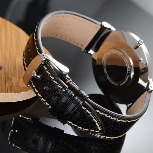 Vista 2 de WOCCI Correas de reloj de lujo, cuero de grano completo, correas de repuesto para hombres y mujeres, ancho de la correa 0.709 in, 0.787 in, 0.866