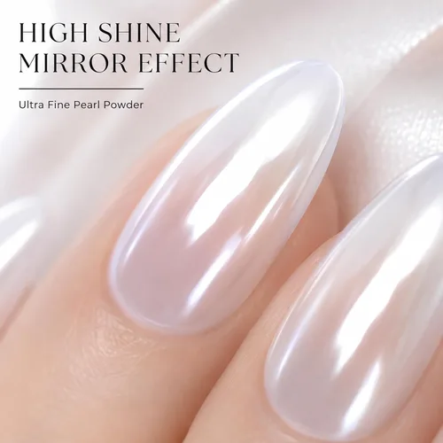 Vista 13 de Polvo de uñas de cromo perla blanca para uñas de gel
