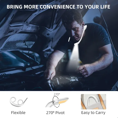 Vista 5 de Luz de lectura LED para el cuello, luz de libro para leer en la cama, lámpara de escritorio de brillo ajustable, 3 modos de color, brazos flexibles