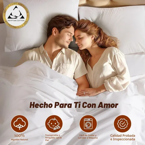 Vista 4 de Shilucheng Juego de Sábanas 100% de Algodón Egipcio - 1000 Hilos, Sábanas de Algodón de Lujo, Ropa de Cama y Fundas de Almohada Transpirables