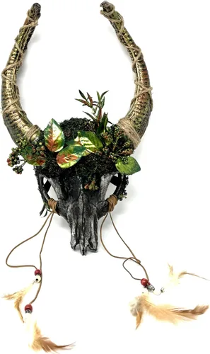 Vista 7 de Carnero - Máscaras de demonio y cuernos de diablo de cabra, máscara de miedo para disfraz de Halloween, terror