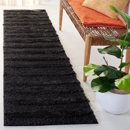Vista 11 de SAFAVIEH Hi-Lo Shag Collection - Alfombra para pasillo, 2 pies 2 pulgadas x 8 pies, color beige, diseño moderno a rayas, no desprende pelusa
