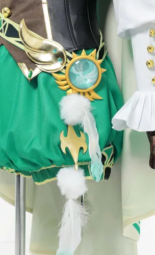 Vista 7 de Cosplayfm Disfraz de anime para mujer con capa y accesorio de cintura de plumas para cosplay
