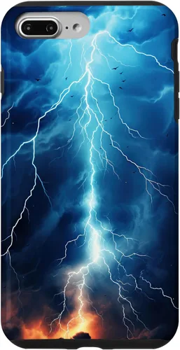 Vista 12 de iPhone 13 Pro Max Cool Blue Lightning Bolt Storm Funda de arte gráfico Wild Nature Sky
