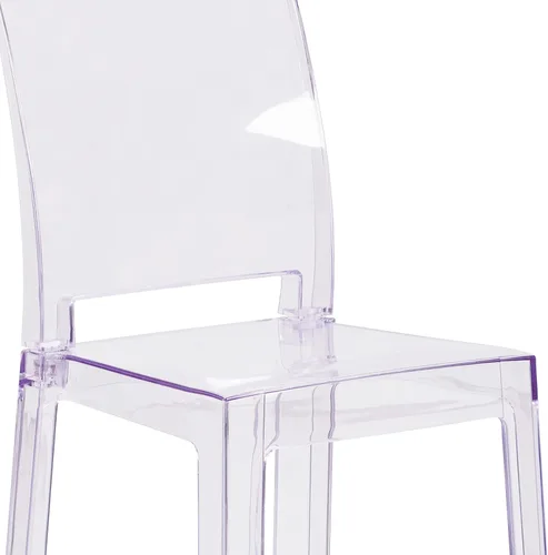 Vista 9 de BizChair Taburete de bar fantasma con respaldo cuadrado en cristal transparente