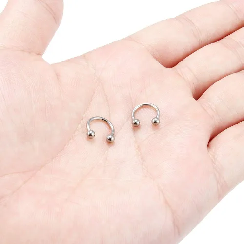 Vista 4 de SCERRING 2 – 8 anillos de nariz de titanio 16G G23 de herradura para tabique, hélix, daith, cartílago, tragus, pezón, ceja, cuerpo, piercing