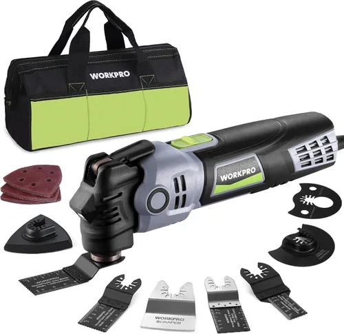 Vista 8 de WORKPRO Kit de múltiples herramientas oscilantes para Navidad, sierra oscilante reemplazable de bloqueo rápido con cable de 3.0 amperios con 7