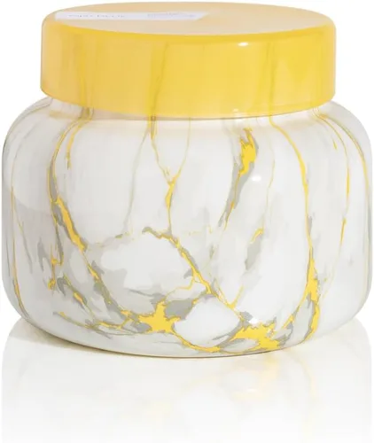 Vista 17 de Velas Capri Blue de Frasco de Mármol Moderno - Velas de Lujo para Aromatizar el Hogar - Mezcla de Cera de Soja de Larga Duración