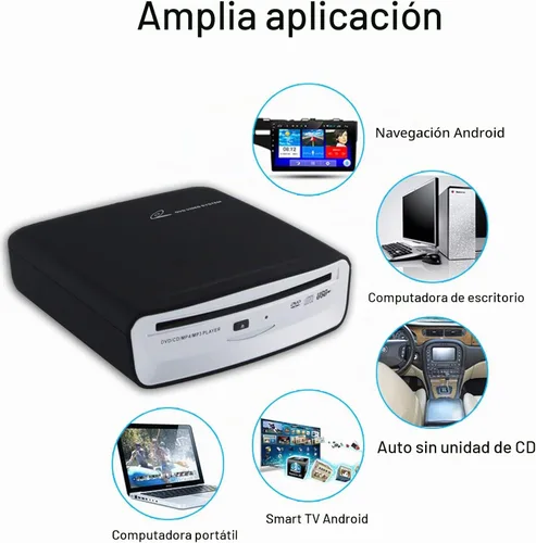 Vista 3 de Reproductor de CD Universal Externo para Coche USB Reproductor de CD Portátil para Coche USB Conexión para Navegación Android/TV/MacBook Pro/Laptops