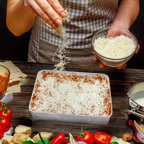 Vista 7 de TeamFar Molde para hornear con tapa, bandeja rectangular de acero inoxidable para lasaña de 9.3 x 7 pulgadas con tapa para cacerolas de brownies